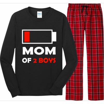 Mom Of 2 Funny Design Long Sleeve Pajama Set