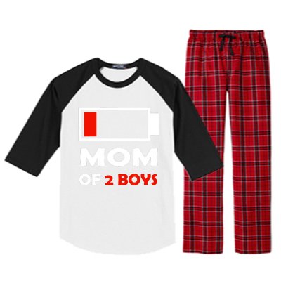 Mom Of 2 Funny Design Raglan Sleeve Pajama Set