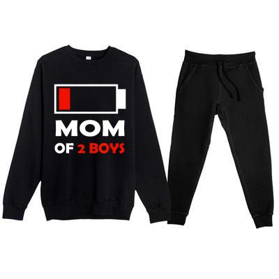 Mom Of 2 Funny Design Premium Crewneck Sweatsuit Set