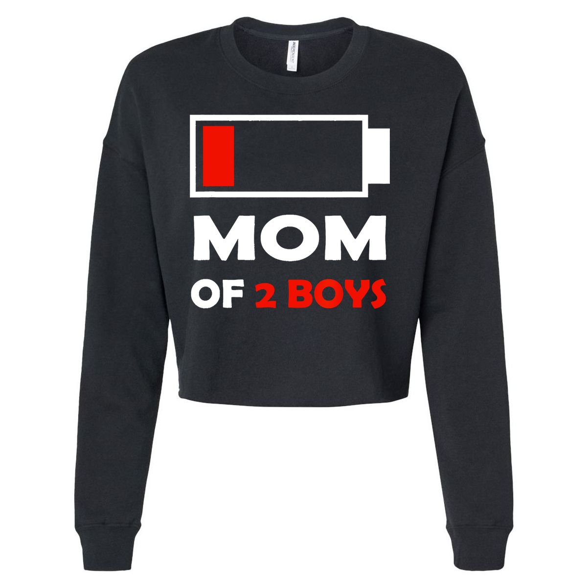 Mom Of 2 Funny Design Cropped Pullover Crew