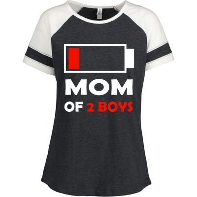 Mom Of 2 Funny Design Enza Ladies Jersey Colorblock Tee