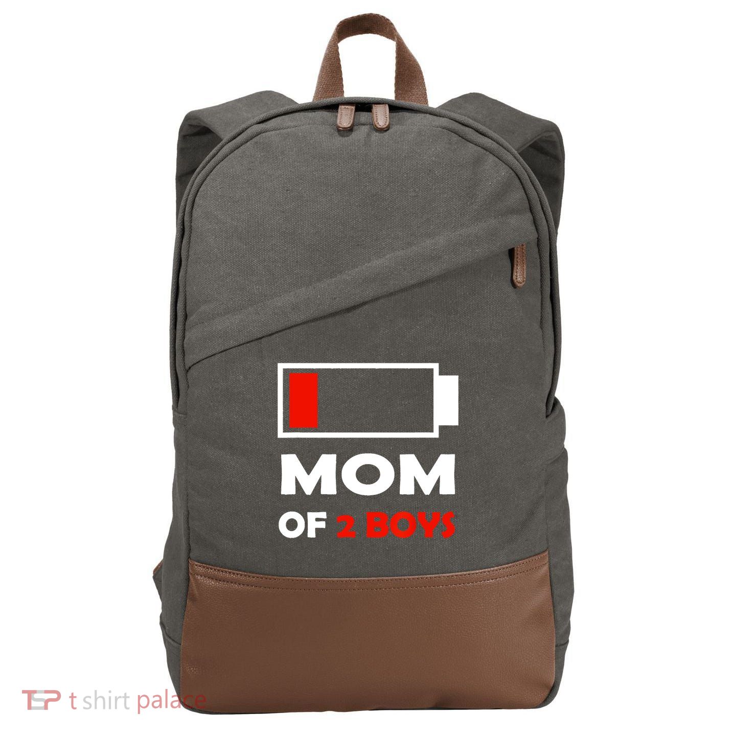 Mom Of 2 Funny Design Cotton Canvas Backpack
