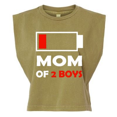 Mom Of 2 Funny Design Garment-Dyed Women's Muscle Tee