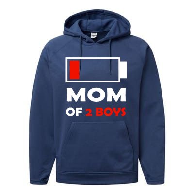 Mom Of 2 Funny Design Performance Fleece Hoodie