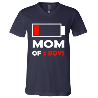 Mom Of 2 Funny Design V-Neck T-Shirt