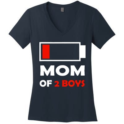 Mom Of 2 Funny Design Women's V-Neck T-Shirt