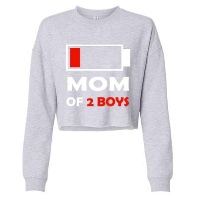 Mom Of 2 Funny Design Cropped Pullover Crew