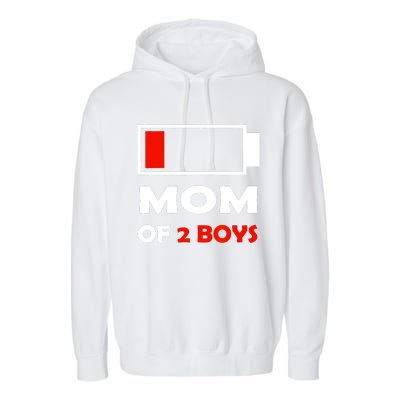 Mom Of 2 Funny Design Garment-Dyed Fleece Hoodie