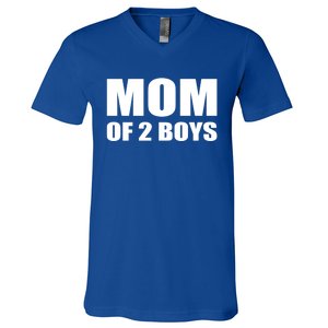 Mom Of 2 Two Sons Proud Mom Mother Mothers Day Funny Gift V-Neck T-Shirt