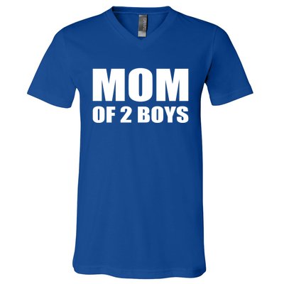 Mom Of 2 Two Sons Proud Mom Mother Mothers Day Funny Gift V-Neck T-Shirt