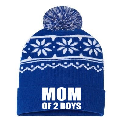 Mom Of 2 Two Sons Proud Mom Mother Mothers Day Funny Gift USA-Made Snowflake Beanie