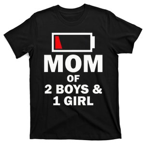 Mom Of 2 1 Girl Clothing Mother Wife T-Shirt