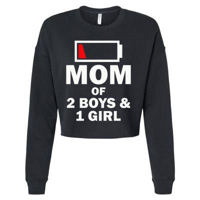 Mom Of 2 1 Girl Clothing Mother Wife Cropped Pullover Crew