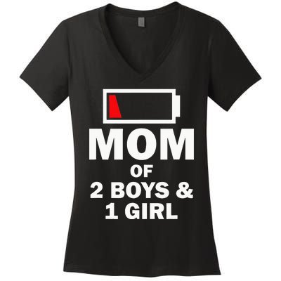 Mom Of 2 1 Girl Clothing Mother Wife Women's V-Neck T-Shirt