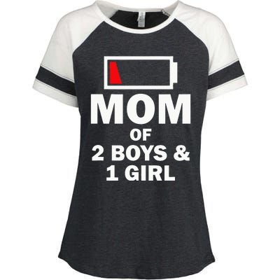 Mom Of 2 1 Girl Clothing Mother Wife Enza Ladies Jersey Colorblock Tee