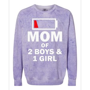 Mom Of 2 1 Girl Clothing Mother Wife Colorblast Crewneck Sweatshirt