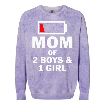 Mom Of 2 1 Girl Clothing Mother Wife Colorblast Crewneck Sweatshirt