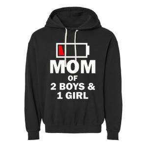 Mom Of 2 1 Girl Clothing Mother Wife Garment-Dyed Fleece Hoodie