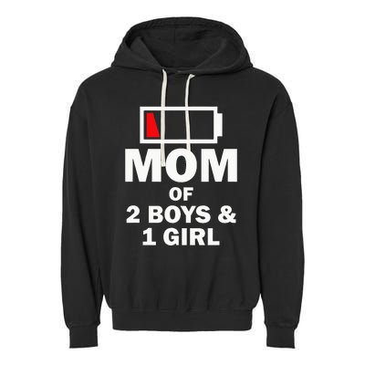 Mom Of 2 1 Girl Clothing Mother Wife Garment-Dyed Fleece Hoodie