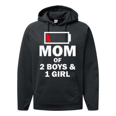 Mom Of 2 1 Girl Clothing Mother Wife Performance Fleece Hoodie