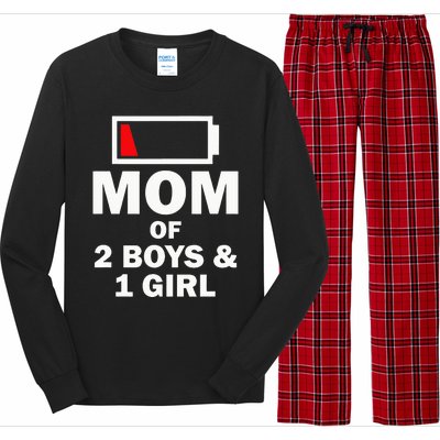 Mom Of 2 1 Girl Clothing Mother Wife Long Sleeve Pajama Set