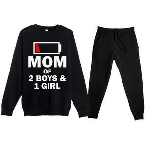 Mom Of 2 1 Girl Clothing Mother Wife Premium Crewneck Sweatsuit Set