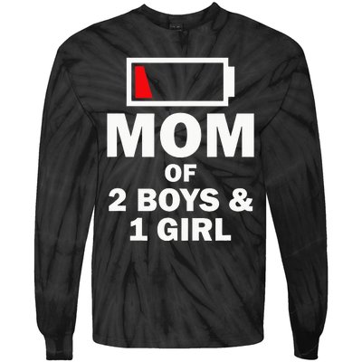 Mom Of 2 1 Girl Clothing Mother Wife Tie-Dye Long Sleeve Shirt