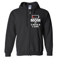 Mom Of 2 1 Girl Clothing Mother Wife Full Zip Hoodie