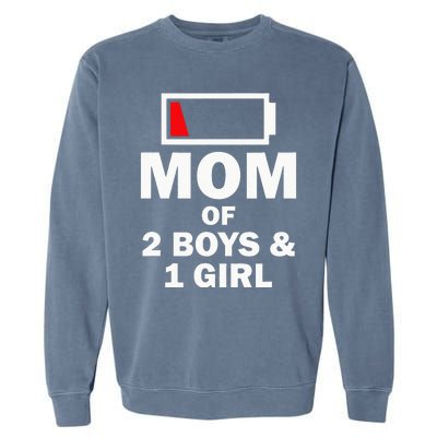 Mom Of 2 1 Girl Clothing Mother Wife Garment-Dyed Sweatshirt