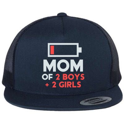 Mom of 2 Boy 2 Girl T Mothers Day Gift from Daughter Flat Bill Trucker Hat