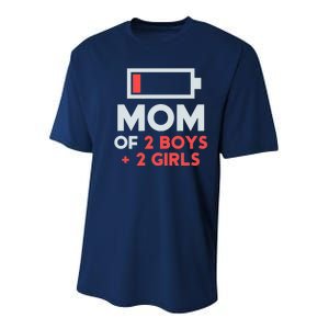 Mom of 2 Boy 2 Girl T Mothers Day Gift from Daughter Youth Performance Sprint T-Shirt