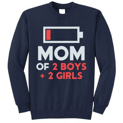 Mom of 2 Boy 2 Girl T Mothers Day Gift from Daughter Tall Sweatshirt