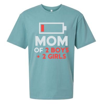 Mom of 2 Boy 2 Girl T Mothers Day Gift from Daughter Sueded Cloud Jersey T-Shirt