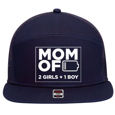 Mom of 2 Girl 1 Boy Mothers Day Gifts from Daughter 7 Panel Mesh Trucker Snapback Hat