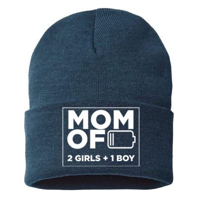 Mom of 2 Girl 1 Boy Mothers Day Gifts from Daughter Sustainable Knit Beanie