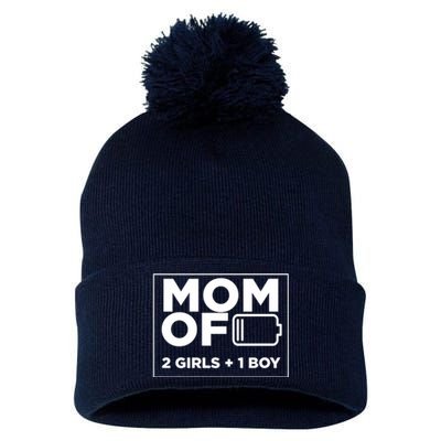 Mom of 2 Girl 1 Boy Mothers Day Gifts from Daughter Pom Pom 12in Knit Beanie