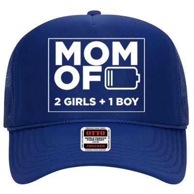 Mom of 2 Girl 1 Boy Mothers Day Gifts from Daughter High Crown Mesh Back Trucker Hat