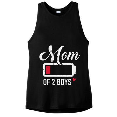 Mom Of 2 Low Battery Ladies PosiCharge Tri-Blend Wicking Tank