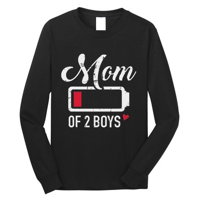 Mom Of 2 Low Battery Long Sleeve Shirt