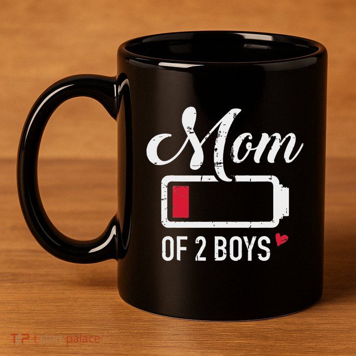 Mom Of 2 Low Battery 11oz C Handle Ceramic Mug