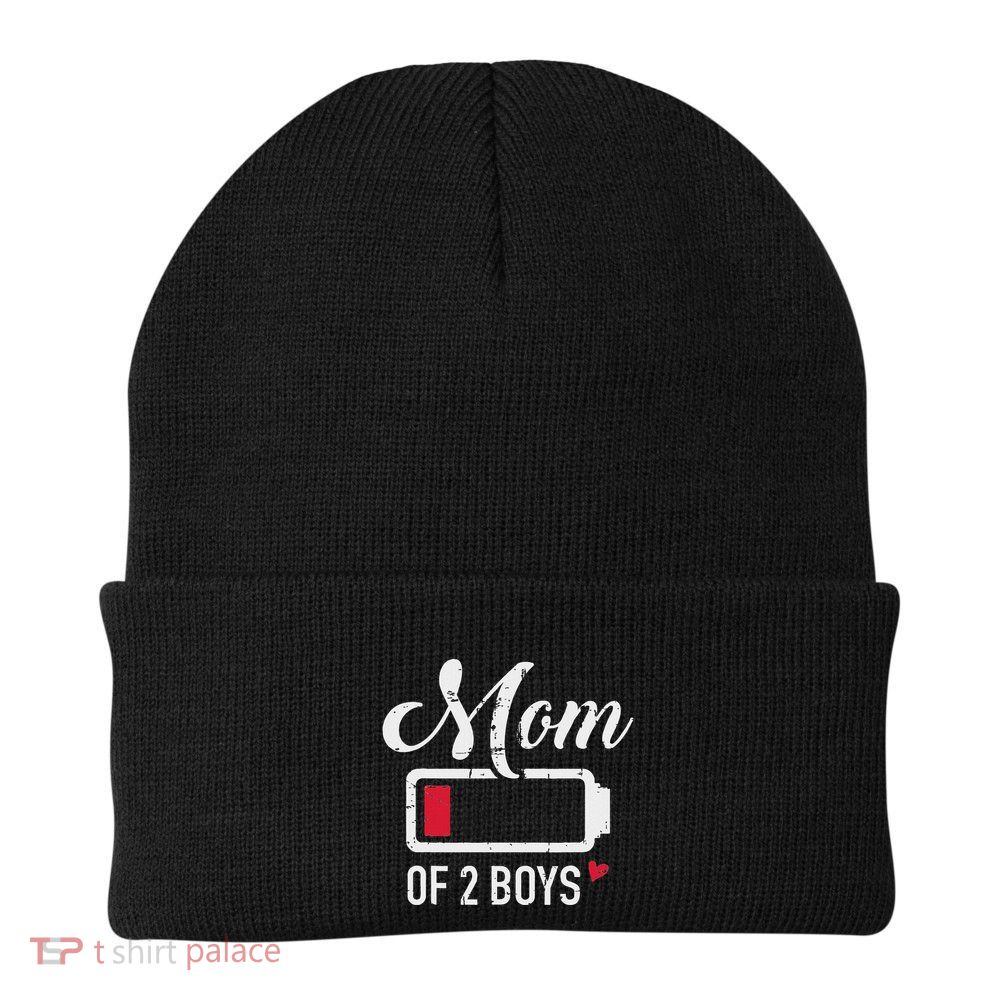 Mom Of 2 Low Battery Knit Cap Winter Beanie