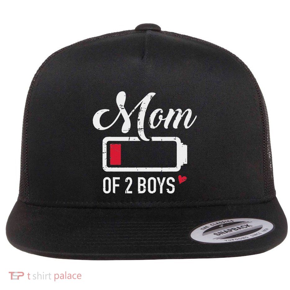 Mom Of 2 Low Battery Flatbill Hat