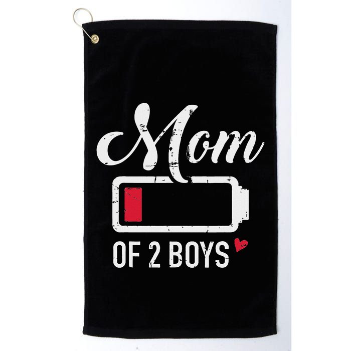 Mom Of 2 Low Battery Golf Towel