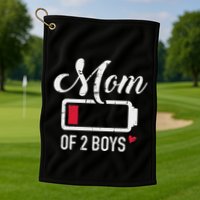 Mom Of 2 Low Battery Golf Towel