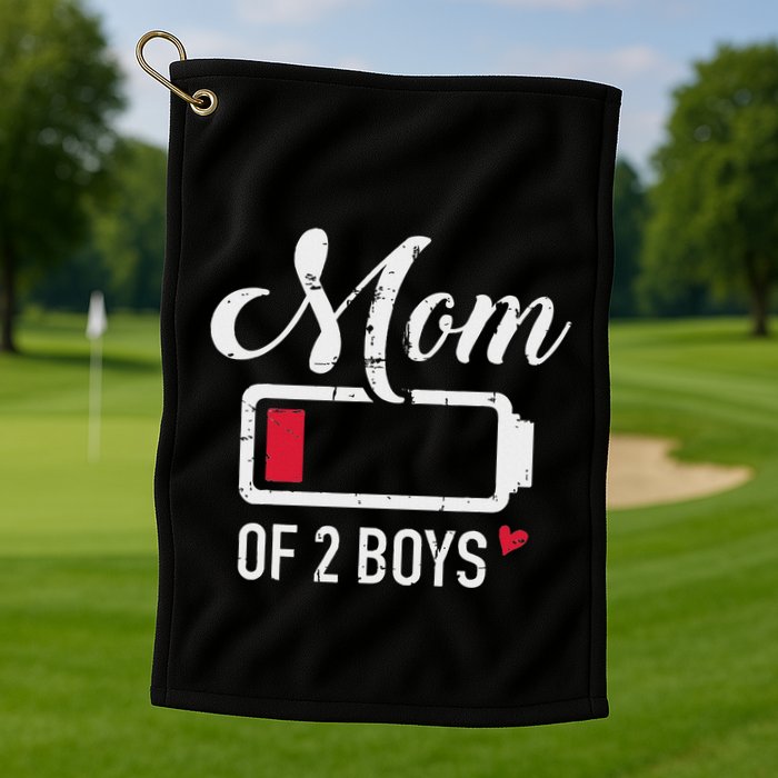 Mom Of 2 Low Battery Golf Towel
