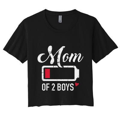 Mom Of 2 Low Battery Crop Top