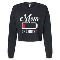 Mom Of 2 Low Battery Cropped Pullover Crew