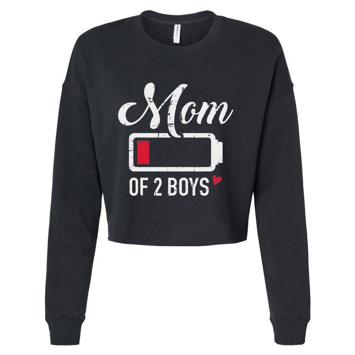 Mom Of 2 Low Battery Cropped Pullover Crew