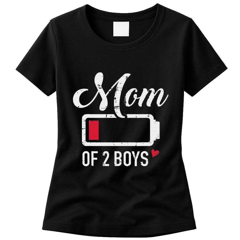 Mom Of 2 Low Battery Womens T-Shirt