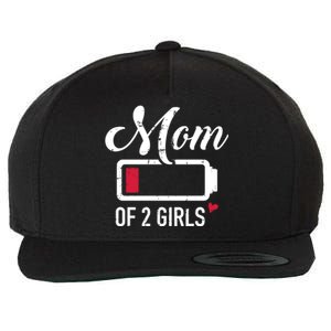 Mom Of 2 Low Battery Great Gift Wool Snapback Cap